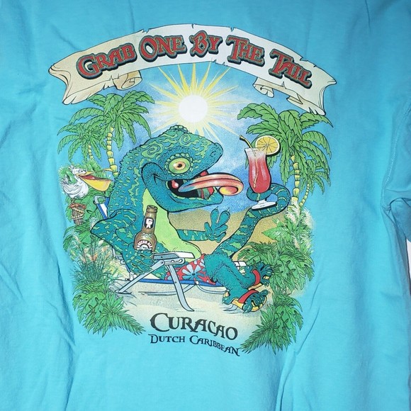 Curacao Dutch Caribbean Graphic Tee Adult XL Blue T-Shirt Short Sleeve - Picture 1 of 3